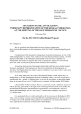 Statement by the Delegation of the Russian Federation in response to the Presentation by the OSCE Secretary General, Ambassador Marc Perrin de Brichambaut, of the 2011 Unified Budget Proposal