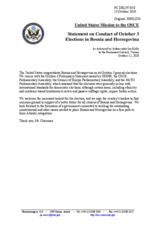 Statement by the Delegation of the United States on the general elections in Bosnia and Herzegovina