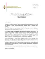 Statement by the Delegation of Hungary on the red sludge spill in Hungary