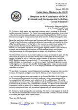 Statement by the Delegation of the United States in response to the report by the Co-ordinator of OSCE Economic and Environmental Activities, Goran Svilanovic