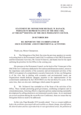 Statement by the Delegation of the Holy See in response to the report by the Co-ordinator of OSCE Economic and Environmental Activities, Goran Svilanovic