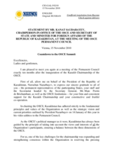 Address by the Chairperson-in-Office, Secretary of State of Kazakhstan, Minister for Foreign Affairs of Kazakhstan, H.E. Kanat Saudabayev