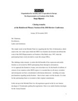 Closing remarks by OSCE Representative on Freedom of the Media Dunja Mijatovic