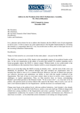 Opening Statement by the President of the OSCE Parlamentary Assembly,  Mr. Petros Efthymiou