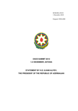 Statement by H.E. Mr. Ilham Aliyev, President, Azerbaijan