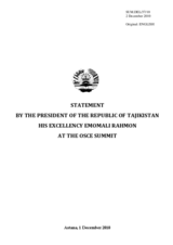 Statement by H.E. Mr. Emomali Rahmon, President, Tajikistan
