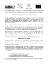 Belarus, Presidential Election, 9 September 2001: Preliminary Statement