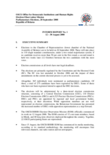 Belarus, Parliamentary Elections, 28 September 2008: Interim Report No. 1