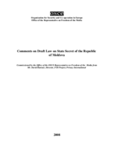 Comments on Draft Law on State Secret of the Republic of Moldova