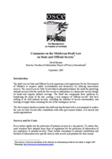 Comments on the Moldovan Draft Law on State and Official Secrets