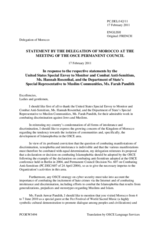 Statement by the Delegation of Morocco in response to the address by Farah Pandith, U. S. Special Representative to Muslim Communities and Hannah Rosenthal, U. S. Special Envoy to Monitor and Combat Anti-Semitism