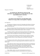 Statement by the Delegation of Uzbekistan in response to the address by the Minister For Foreign Affairs of Tajikistan, H.E. Hamrokhon Zarifi