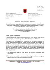 Statement by the Delegation of Albania on the resolution of the Parliamentary Assembly of the Council of Europe in connection with the Dick Marty Report