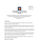 Statement by the Delegation of Norway on the situation in Tunisia