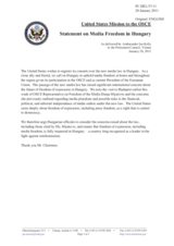 Statement by the Delegation of the United States on the freedom of the media in Hungary