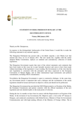 Statement by the Delegation of Hungary on the freedom of the media in Hungary