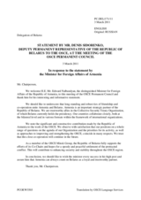 Statement by the delegation of the Republic of Belarus to the OSCE, in response to the statement by the Minister for Foreign Affairs of Armenia