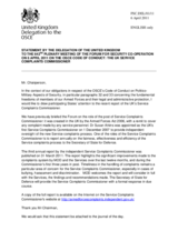 Statement by the Delegation of the United Kingdom on the publication of the third annual report by the independent Service Complaints Commissioner on 31 March 2011