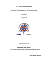Human Dimension Seminar on the Role of Political Parties in the Political Process: Opening Remarks by ODIHR Director Ambassador Janez Lenarčič