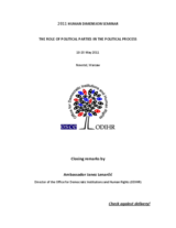 Human Dimension Seminar on the Role of Political Parties in the Political Process: Closing Remarks by ODIHR Director Ambassador Janez Lenarčič