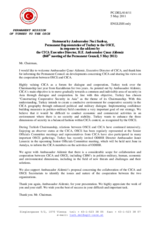 Statement by the Delegation of Turkey in response to the address by the Executive Director of the Conference on Interaction and Confidence-Building Measures in Asia (CICA), Ambassador Çinar Aldemir