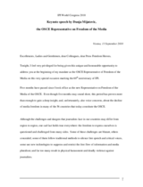 Keynote speech by Dunja Mijatovic, OSCE Representative on Freedom of the Media