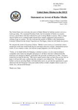 Statement by the Delegation of the United States on the arrest of Ratko Mladić