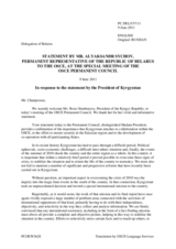 Statement by the Delegation of Belarus in response to the address by the President of Kyrgyzstan, H.E. Roza Otunbayeva