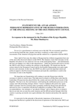 Statement by the Delegation of the Russian Federation in response to the address by the President of Kyrgyzstan, H.E. Roza Otunbayeva