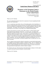 Statement by the Delegation of the United States in response to the statement by the Hungarian Presidency of the Council of the European Union on the death penalty in the United States of America