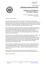 Statement by the Delegation of the United States on the sentencing of Mr. A. Sannikov and media freedom in Belarus