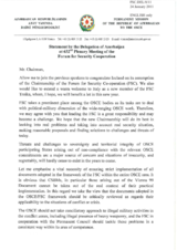 Statement by the Delegation of Azerbaijan in response to the opening statement by the Chairperson of the Forum for Security Co-operation, H.E. Ambassador Stefán Skjaldarson