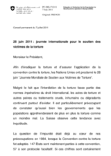 26 juin 2011 : journée internationale pour le soutien des victimes de la torture