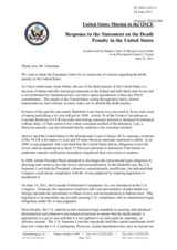 Statement by the Delegation of the United States in response to the statement by the Hungarian Presidency of the Council of the European Union on the death penalty and consular access in the United States of America