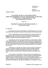 Statement by the Delegation of Belarus in response to the report by the OSCE Representative on Freedom of the Media, Ms. Dunja Mijatović