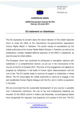 Statement by the Hungarian Presidency of the Council of the European Union on the closure of the Human Rights Watch office in Tashkent