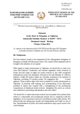 Statement by the Delegation of Tajikistan in response to the statement by the Hungarian Presidency of the Council of the European Union on the freedom of the media in Tajikistan