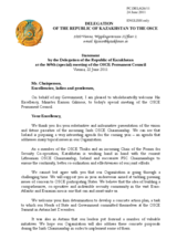 Statement by the Delegation of Kazakhstan in response to the address by the Tánaiste (Deputy Prime Minister) and Minister for Foreign Affairs and Trade of Ireland, H.E. Eamon Gilmore 