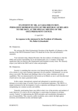 Statement by the Delegation of Belarus in response to the address by the President of the Republic of Lithuania, H.E. Dalia Grybauskaitė