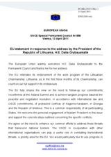 Statement by the Hungarian Presidency of the Council of the European Union in response to the address by the President of the Republic of Lithuania, H.E. Dalia Grybauskaitė