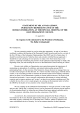Statement by the Delegation of the Russian Federation in response to the address by the President of the Republic of Lithuania, H.E. Dalia Grybauskaitė