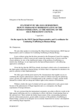Statement by the Delegation of the Russian Federation in response to the report by the Special Representative and Co-ordinator for Combating Trafficking in Human Beings, Dr. Maria Grazia Giammarinaro