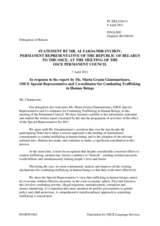 Statement by the Delegation of Belarus in response to the report by the Special Representative and Co-ordinator for Combating Trafficking in Human Beings, Dr. Maria Grazia Giammarinaro
