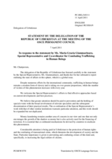 Statement by the Delegation of Uzbekistan in response to the report by the Special Representative and Co-ordinator for Combating Trafficking in Human Beings, Dr. Maria Grazia Giammarinaro