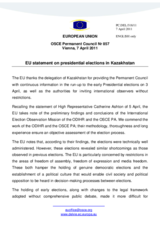 Statement by the Hungarian Presidency of the Council of the European Union on the presidential elections in Kazakhstan, held on 3 April 2011