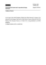 Выступление Постоянного представителя Республики Беларусь при ОБСЕ А.Сычёва - В ответ на выступления ЕС и США