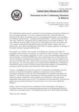 Statement by the Delegation of the United States to the OSCE on the continuing situation in Belarus