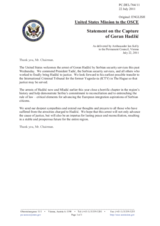 Statement by the Delegation of the United States on the arrest of Goran Hadžić