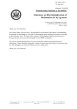 Statement by the Delegation of the United States on the decriminalization of defamation in Kyrgyzstan