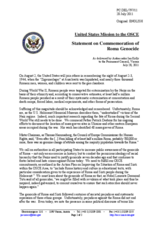 Statement by the Delegation of the United States on the commemoration of the genocide of Roma and Sinti in August 1944